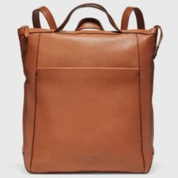 Cole Haan Grand Ambition Convertible British Tan Leather Backpack - Picture 1 of 16